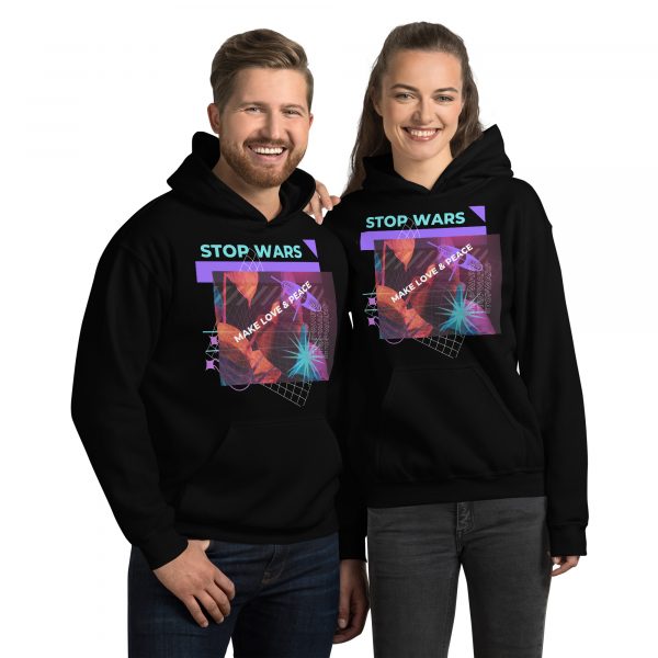 Custom Made Hoodie – Stop Wars, Make Love & Peace Unisex Hoodie - Image 14