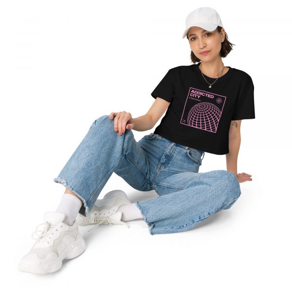 Addicted City Pink Graphic Crop Top - Image 2