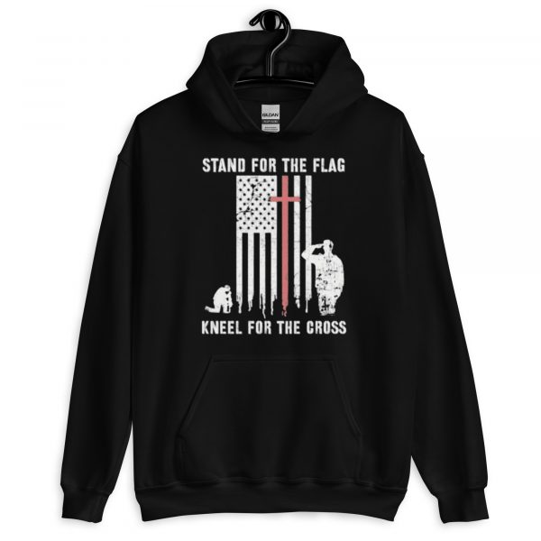 "Stand for the Flag, Kneel for the Cross" Unisex Black Hoodie