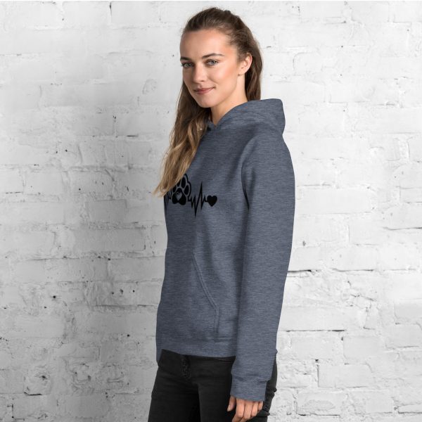 Addicted City Heartbeat Dog Paw Hoodie - Graphic Sweatshirt for Dog Lovers, Comfortable & Stylish - Image 2